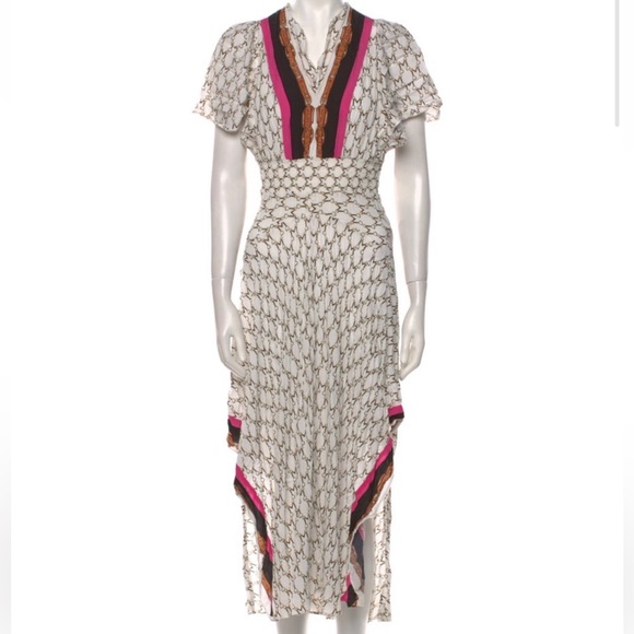 MajeShirred Printed Crepe De Chine Maxi Dress